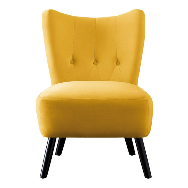 English Elm Unique Velvet Button-tufted Accent Chair Mid-century Style with Dark Wood Legs for Living Room Yellow B01143829