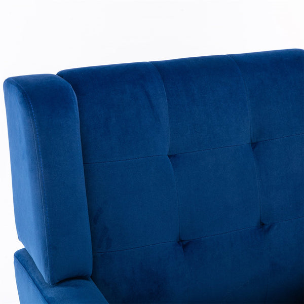 English Elm Modern Velvet Accent Chair with Ergonomic Tight Back, Solid Wood Legs, 250lb Capacity, Cozy Indoor Seating Blue W676P313964