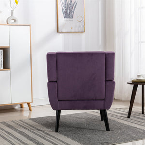 English Elm Modern Velvet Accent Chair with Ergonomic Tight Back, Solid Wood Legs, 250lb Capacity, Cozy Indoor Seating Lavender purple W676P313949