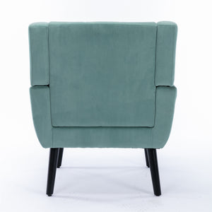 English Elm Modern Velvet Accent Chair with Ergonomic Tight Back, Solid Wood Black Legs, Stylish Indoor Seat Mint Green W67639357