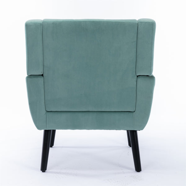 English Elm Modern Velvet Accent Chair with Ergonomic Tight Back, Solid Wood Legs, 250lb Capacity, Cozy Indoor Seating Mint Green W676P313960