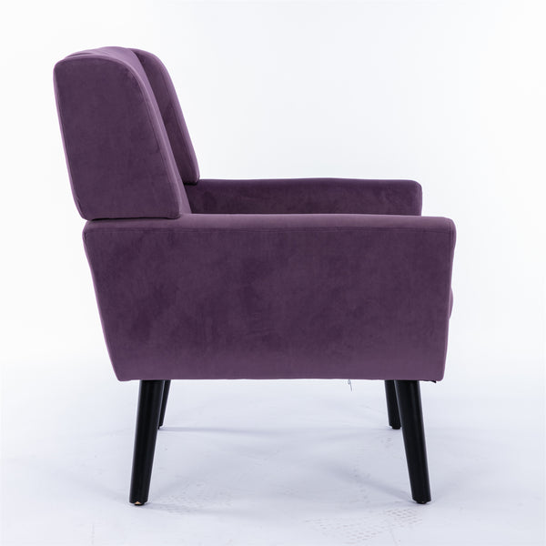 English Elm Modern Velvet Accent Chair with Ergonomic Tight Back, Solid Wood Legs, 250lb Capacity, Cozy Indoor Seating Lavender purple W676P313949