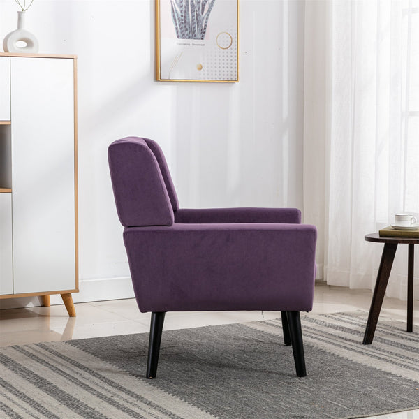 English Elm Modern Velvet Accent Chair with Ergonomic Tight Back, Solid Wood Legs, 250lb Capacity, Cozy Indoor Seating Lavender purple W676P313949