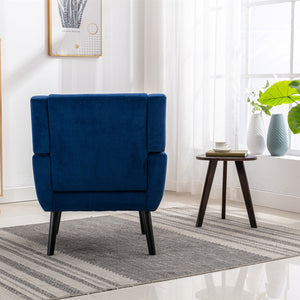 English Elm Modern Velvet Accent Chair with Ergonomic Tight Back, Solid Wood Legs, 250lb Capacity, Cozy Indoor Seating Blue W676P313964