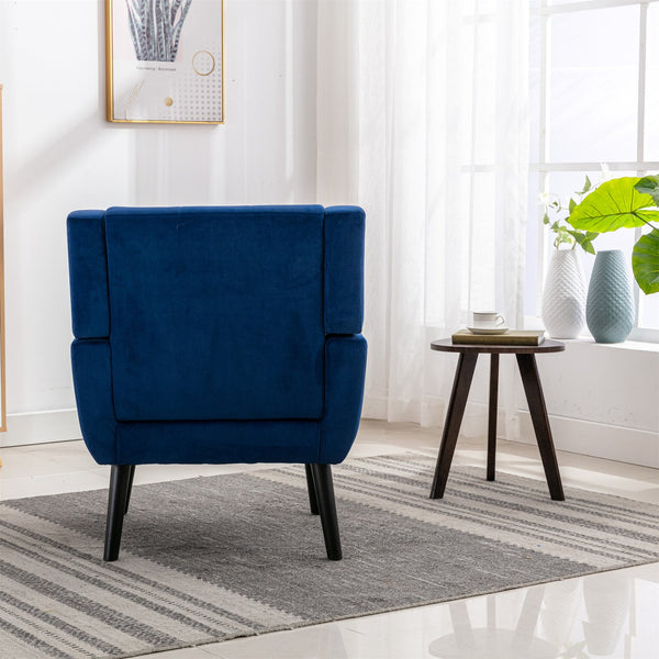 English Elm Modern Velvet Accent Chair with Ergonomic Tight Back, Solid Wood Legs, 250lb Capacity, Cozy Indoor Seating Blue W676P313964