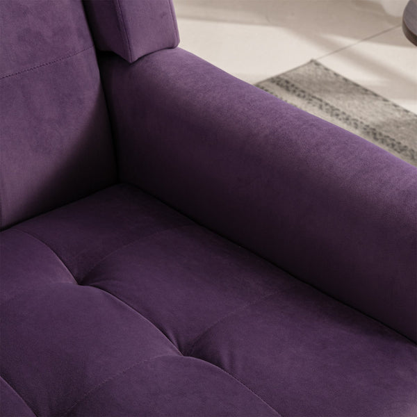English Elm Modern Soft Velvet Ergonomic Accent Chair with Solid Wood Legs, Tight Back Comfort for Living Room Lavender purple W67639360
