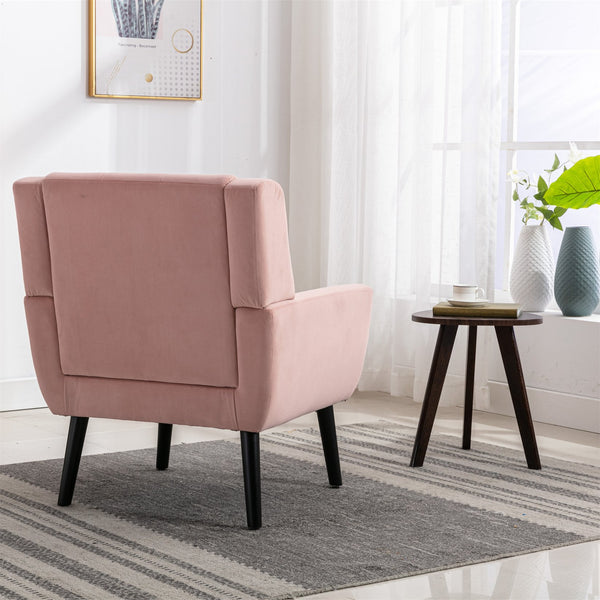 English Elm Modern Velvet Accent Chair with Ergonomic Tight Back, Solid Wood Legs, 250lb Capacity, Cozy Indoor Seating Pink W676P313965