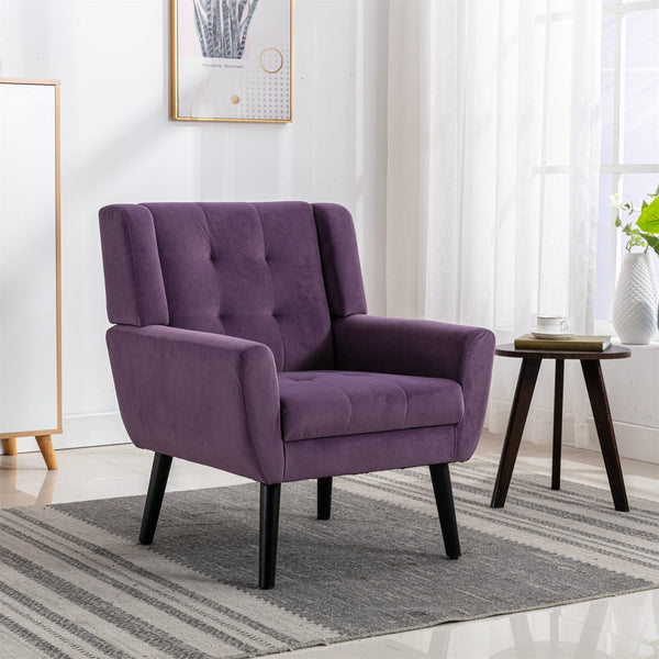 English Elm Modern Soft Velvet Ergonomic Accent Chair with Solid Wood Legs, Tight Back Comfort for Living Room Lavender purple W67639360
