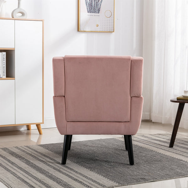 English Elm Modern Velvet Accent Chair with Ergonomic Tight Back, Solid Wood Black Legs, Stylish Indoor Seat Pink W67639356