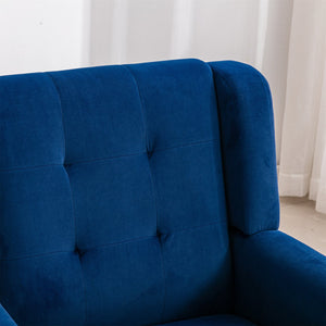 English Elm Modern Soft Velvet Ergonomic Accent Chair with Solid Wood Legs, Tight Back Comfort for Living Room Blue W67639362