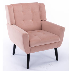 English Elm Modern Velvet Accent Chair with Ergonomic Tight Back, Solid Wood Legs, 250lb Capacity, Cozy Indoor Seating Pink W676P313965