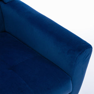 English Elm Modern Soft Velvet Ergonomic Accent Chair with Solid Wood Legs, Tight Back Comfort for Living Room Blue W67639362