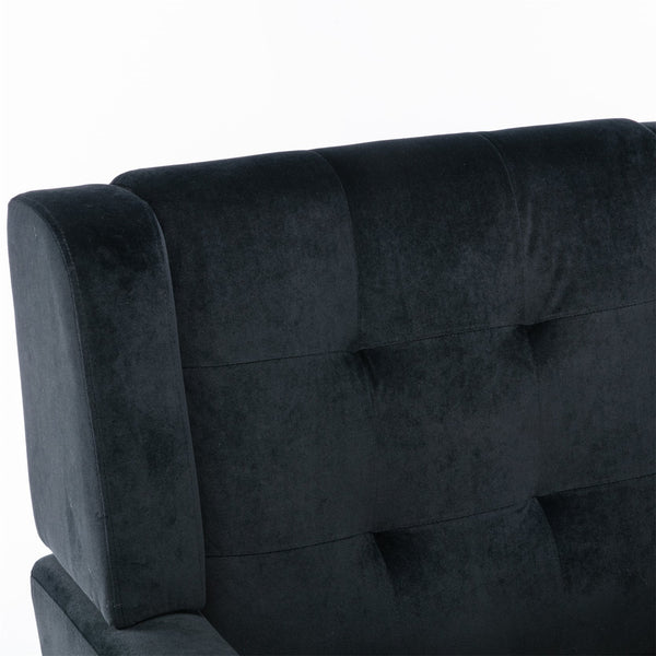 English Elm Modern Soft Velvet Ergonomic Accent Chair with Solid Wood Legs, Tight Back Comfort for Living Room Black W67639363