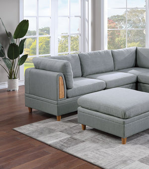 English Elm Living Dorris Fabric Corner Wedge Sofa — Plush Modern Modular Sectional with Wooden Legs, Cozy Cushion LIGHT GREY 20.1 L x 36.6 W x 36.6 H B01147397