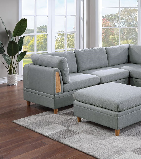 English Elm Living Dorris Fabric Corner Wedge Sofa — Plush Modern Modular Sectional with Wooden Legs, Cozy Cushion LIGHT GREY 20.1 L x 36.6 W x 36.6 H B01147397