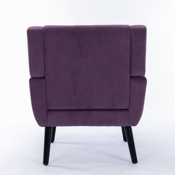 English Elm Modern Velvet Accent Chair with Ergonomic Tight Back, Solid Wood Legs, 250lb Capacity, Cozy Indoor Seating Lavender purple W676P313949