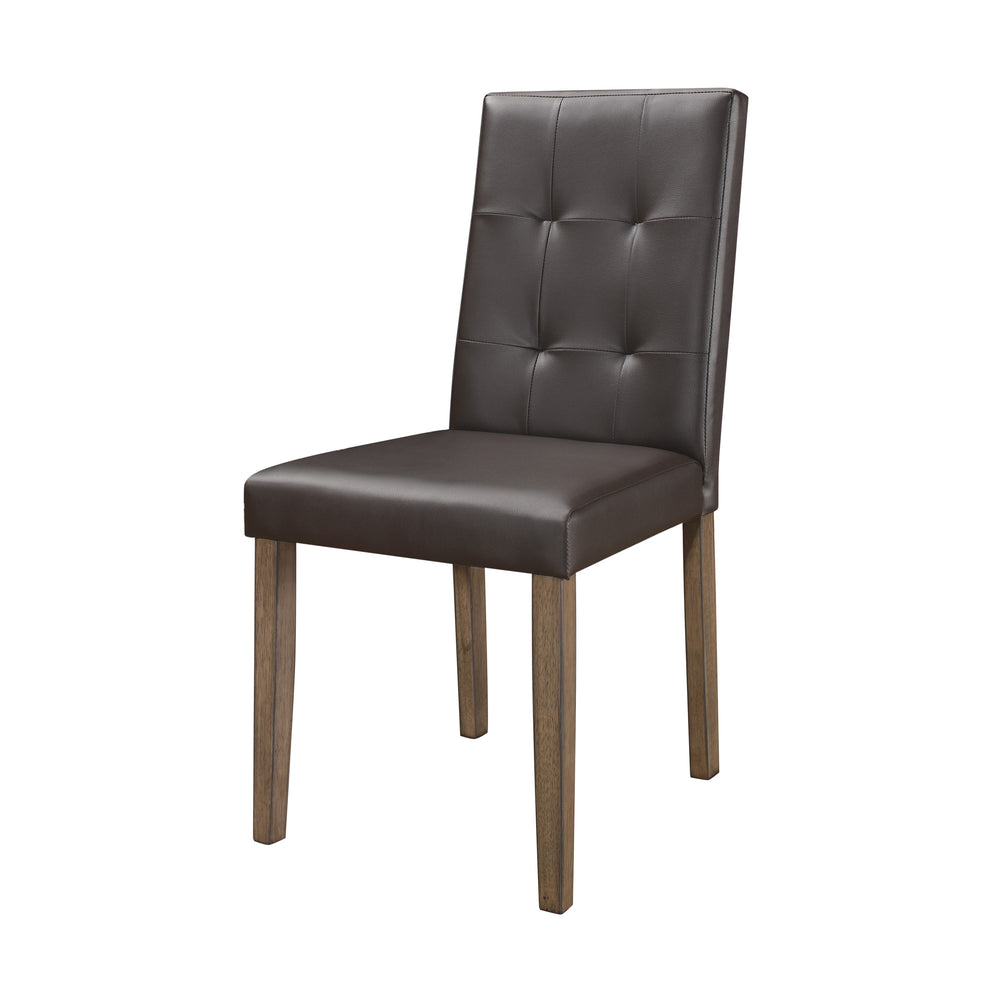 English Elm Side Chairs Walnut Brown Faux Leather Seat & Back, 2pc Dining Set, Wooden Frame, Modern Accent B01143831