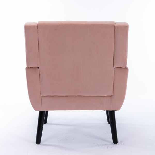 English Elm Modern Velvet Accent Chair with Ergonomic Tight Back, Solid Wood Black Legs, Stylish Indoor Seat Pink W67639356