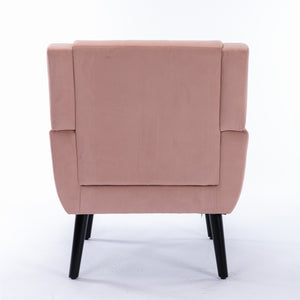 English Elm Modern Velvet Accent Chair with Ergonomic Tight Back, Solid Wood Legs, 250lb Capacity, Cozy Indoor Seating Pink W676P313965
