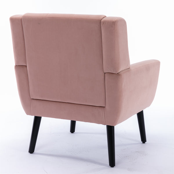 English Elm Modern Velvet Accent Chair with Ergonomic Tight Back, Solid Wood Legs, 250lb Capacity, Cozy Indoor Seating Pink W676P313965