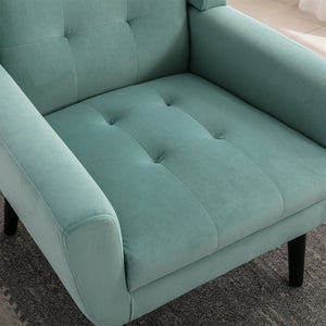 English Elm Modern Velvet Accent Chair with Ergonomic Tight Back, Solid Wood Legs, 250lb Capacity, Cozy Indoor Seating Mint Green W676P313960