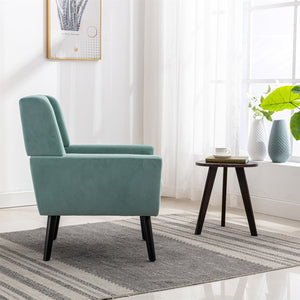 English Elm Modern Velvet Accent Chair with Ergonomic Tight Back, Solid Wood Black Legs, Stylish Indoor Seat Mint Green W67639357