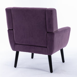 English Elm Modern Velvet Accent Chair with Ergonomic Tight Back, Solid Wood Legs, 250lb Capacity, Cozy Indoor Seating Lavender purple W676P313949