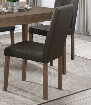 English Elm Side Chairs Walnut Brown Faux Leather Seat & Back, 2pc Dining Set, Wooden Frame, Modern Accent B01143831