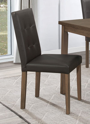 English Elm Side Chairs Walnut Brown Faux Leather Seat & Back, 2pc Dining Set, Wooden Frame, Modern Accent B01143831