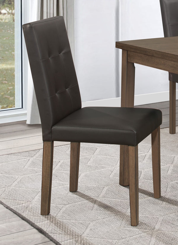 English Elm Side Chairs Walnut Brown Faux Leather Seat & Back, 2pc Dining Set, Wooden Frame, Modern Accent B01143831