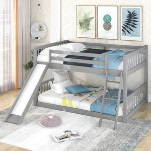 English Elm Full Bunk Bed With Reversible Slide & Ladder In Modern Gray - Space-Saving Design For Fun Spaces GX000708AAE-1
