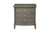 English Elm Bedroom Furniture 3 Drawers Nightstand Gray Finish Birch Veneer Nickel Hardware Bed Side Table