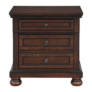 English Elm Classic Transitional Nightstand Brown Cherry Finish Birch Veneer with Hidden Drawer & Bun Feet, 30"H Elegant Storage B01146214