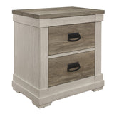 Transitional Nightstand, Two-Tone Finish, Antique Black Handles | 2 Drawers | No Assembly | 23.50