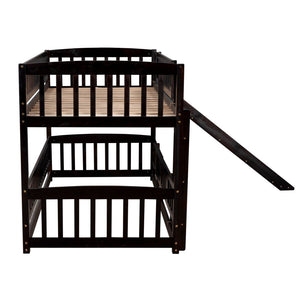 English Elm Bunk Bed Twin Over Pine Frame with Slide Fence and Ladder for Kids Rooms Espresso LT000082AAP