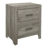 Transitional Bedroom Nightstand, Gray Finish, Nickel Hardware, Faux Wood Veneer