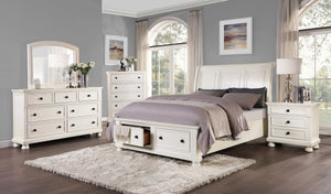 English Elm Casual White Five Drawer Chest with Bronze Knobs Bun Feet for Bedroom Storage B01146547
