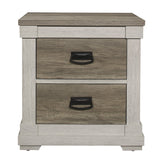 English Elm Beautiful Two-Tone Finish Nightstand Transitional Bedroom Furniture Antique Black Tone Handles