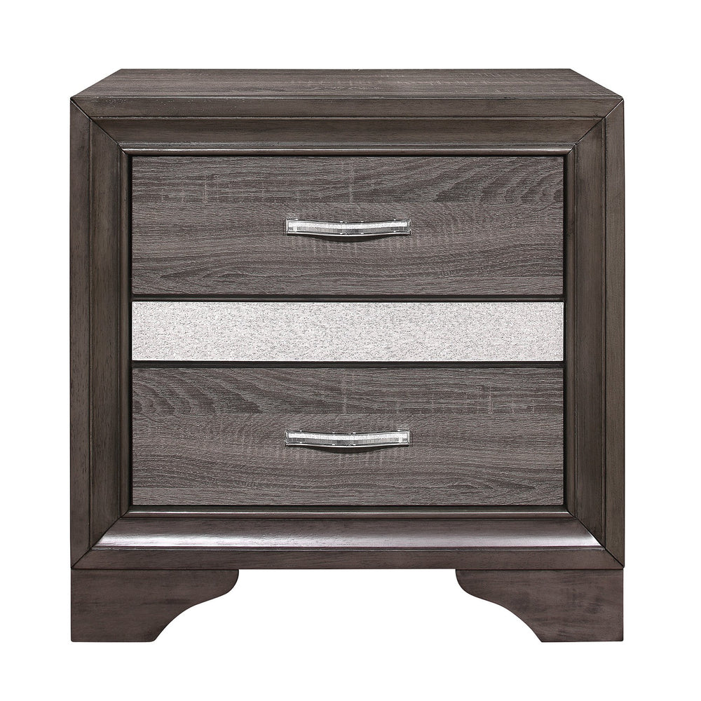 English Elm Glamorous Gray Two-Tone Nightstand with Hidden Felt-Lined Jewelry Drawer and Chrome Pulls, 26"H B01146215