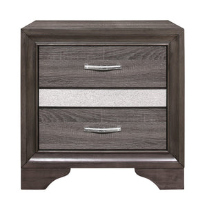 English Elm Glamorous Gray Two-Tone Nightstand with Hidden Felt-Lined Jewelry Drawer and Chrome Pulls, 26"H B01146215