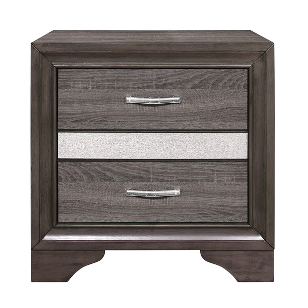 English Elm Glamorous Gray Two-Tone Nightstand with Hidden Felt-Lined Jewelry Drawer and Chrome Pulls, 26"H B01146215