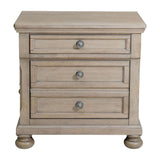 English Elm Transitional Bedroom Nightstand With Hidden Drawer Wire Brushed Gray Finish Birch Veneer Wood Bed Side Table