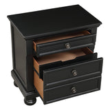 English Elm Bedroom Furniture Black Finish Bun Feet Nightstand With Hidden Drawer Casual Transitional Bed Side Table