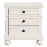 White Finish Nightstand with Hidden Drawer, Bun Feet - Casual Transitional Bed Side Table