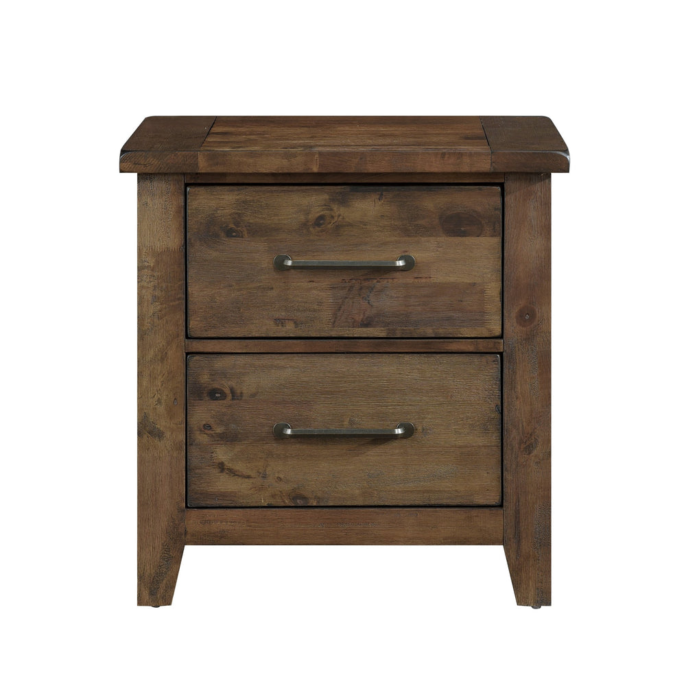 English Elm Classic Rustic Transitional Nightstand Burnished Solid Rubberwood 1-Drawer Side Table 26"x17.75"x27.25" B01146196