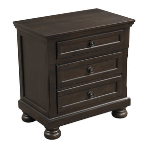 English Elm Transitional Rustic Nightstand with Faux Wood Plank Veneer, Satin Nickel Bar Hardware, Two Drawers Brown Mix 30 L x 20 W x 27.75 H B01146216