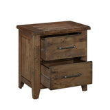 English Elm Classic Transitional Design Nightstand Burnished Finish Solid Rubberwood Bedroom Side Table Rustic Look Furniture