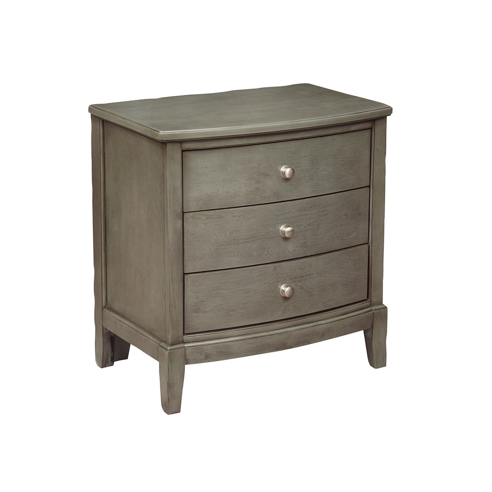 English Elm Bedroom Transitional 3-Drawer Nightstand in Gray Birch Veneer with Nickel Hardware, 26.25"x18"x28.25" B01146198