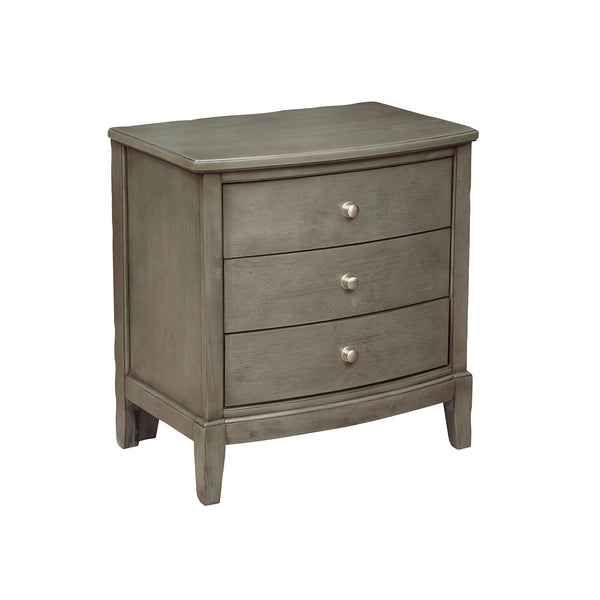 English Elm Bedroom Transitional 3-Drawer Nightstand in Gray Birch Veneer with Nickel Hardware, 26.25"x18"x28.25" B01146198
