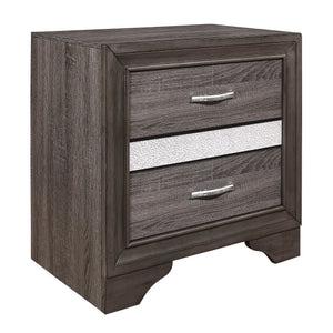 English Elm Glamorous Gray Two-Tone Nightstand with Hidden Felt-Lined Jewelry Drawer and Chrome Pulls, 26"H B01146215